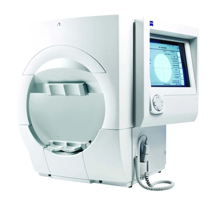 Humphrey Visual Field Analyzer machine used for automated perimetry testing