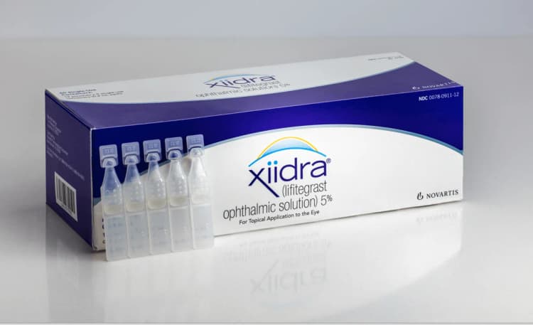 Xiidra lifitegrast ophthalmic solution 5% single-use vials packaging for dry eye treatment