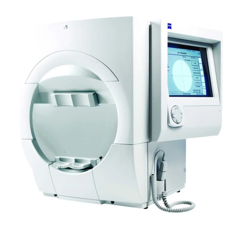 Humphrey Visual Field Analyzer machine used for automated perimetry testing